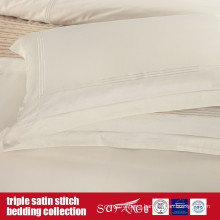 Triple Satin Stitch Bedding Set Classical Design Ivory